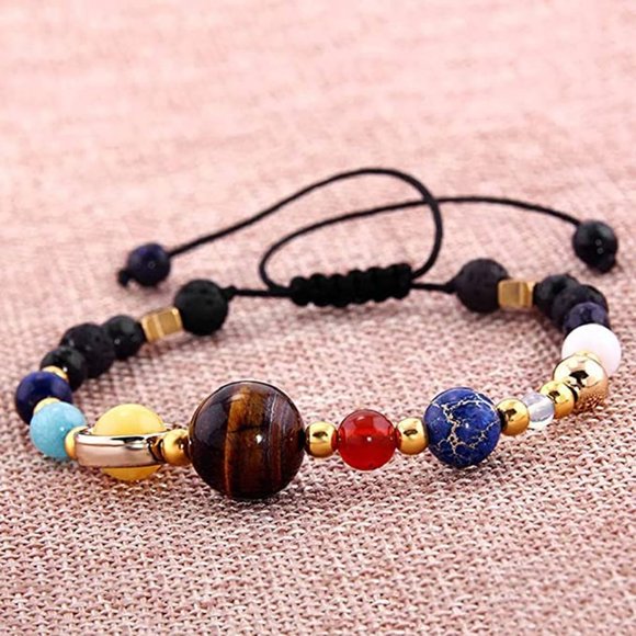 Handmade Solar System Bracelet Natural Stone Bead - Picture 2 of 2